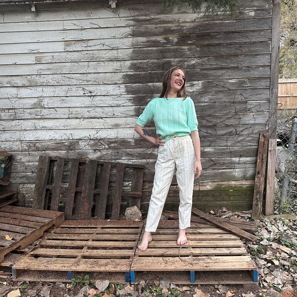 Shade's pastel corduroy pants / high waisted / Mom Jeans / pinstripes / Label size 7