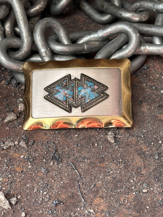 Vintage Faux Turquoise Belt Buckle / 1970s / No Maker - Etsy