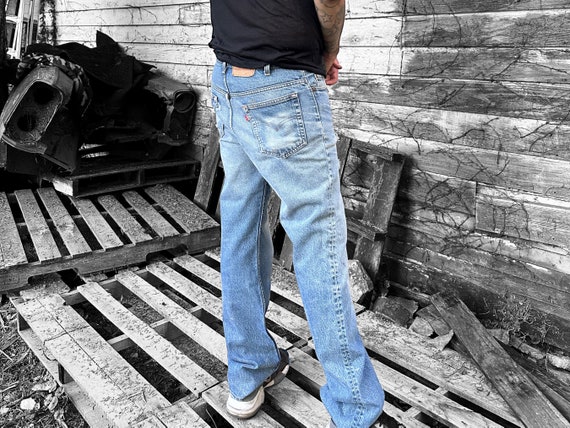 Vintage Levi's 517 Jeans: Worn, Faded Denim, Made in USA (35x34