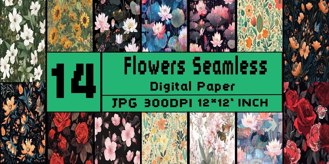 Flowers Digital Paper, Flowers Seamless Pattern,bundle, Floral Prints ...