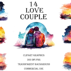 Imágenes Prediseñadas del día de San Valentín, imágenes prediseñadas de amor, gráficos de amor, día de San Valentín, amor de acuarela, imágenes prediseñadas de pareja, aniversario, PNG transparente