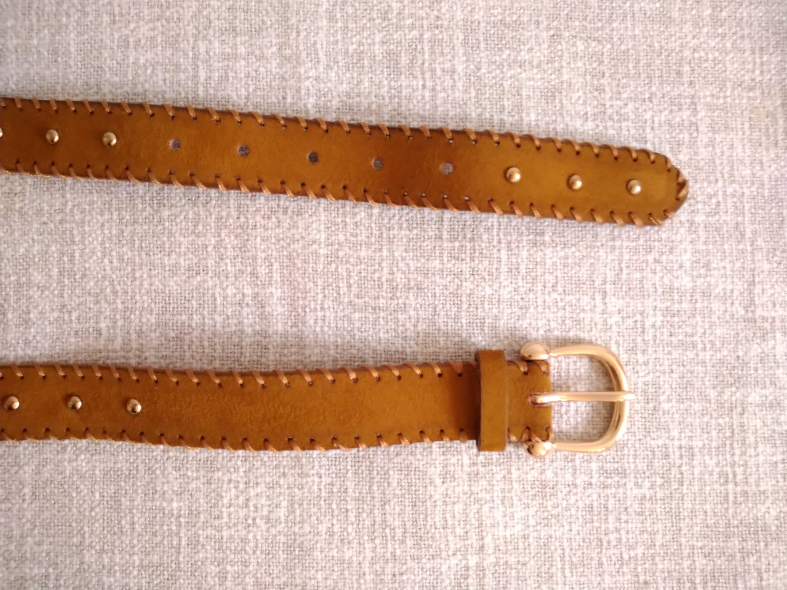 Double 0 Ring Clasp Stud Metal Brown Adjustable Strap Belt Faux Suede Rich  Mocha