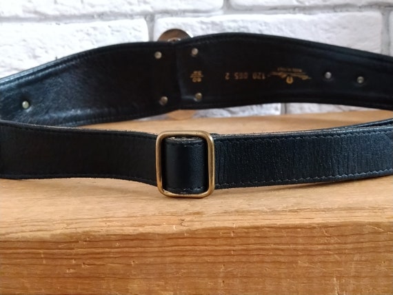Vintage black suede Etienne Aigner belt, Logo bel… - image 5