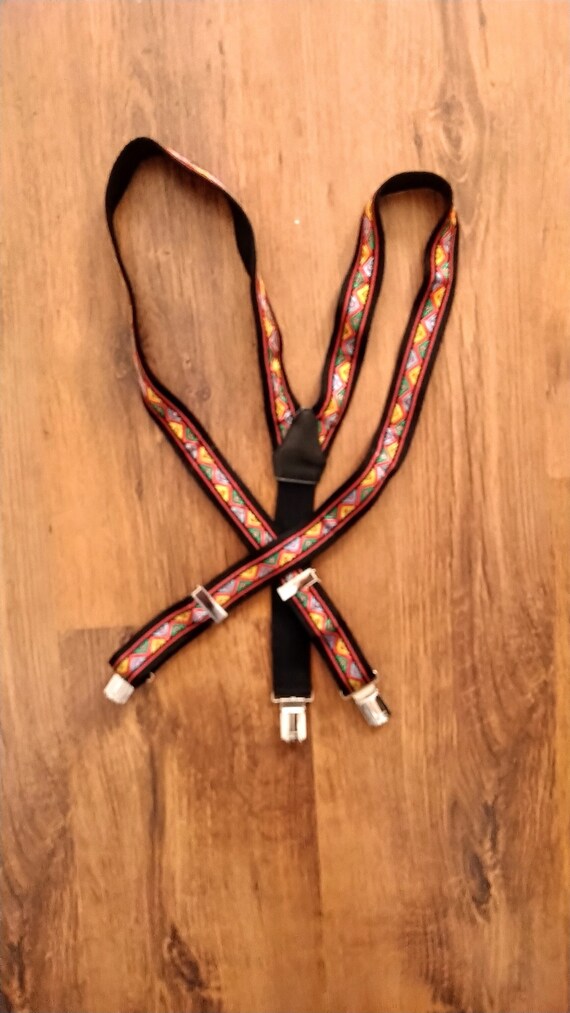 Vintage colorful french suspenders Gem