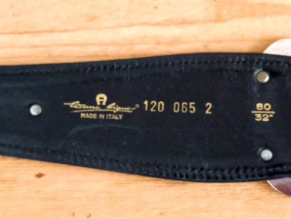 Vintage black suede Etienne Aigner belt, Logo bel… - image 2