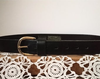Vintage black real leather Vero Cuoio belt for men, Fits 36"- 42", Vintage belt.