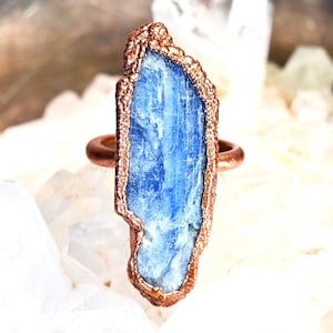 Raw Blue Kyanite Ring | Boho Crystal Jewelry | Unique Handmade Gift