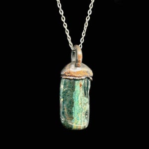 Ocean Jasper Crystal Pendant | Handmade Artisan Jewelry | Teal Copper Necklace