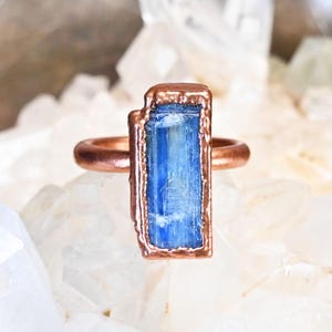 Raw Blue Kyanite Copper Ring | Boho Crystal Jewelry | Handmade Gift