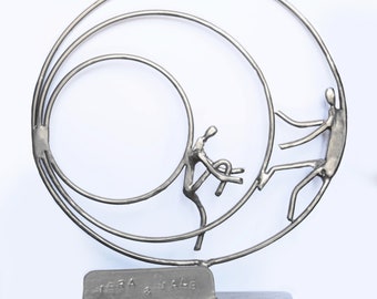 Lovers on the Moon - Made in Italy Wrought Iron Creation - Gift for Anniversary, Wedding, Birthday to celebrate Love and your Soulmate