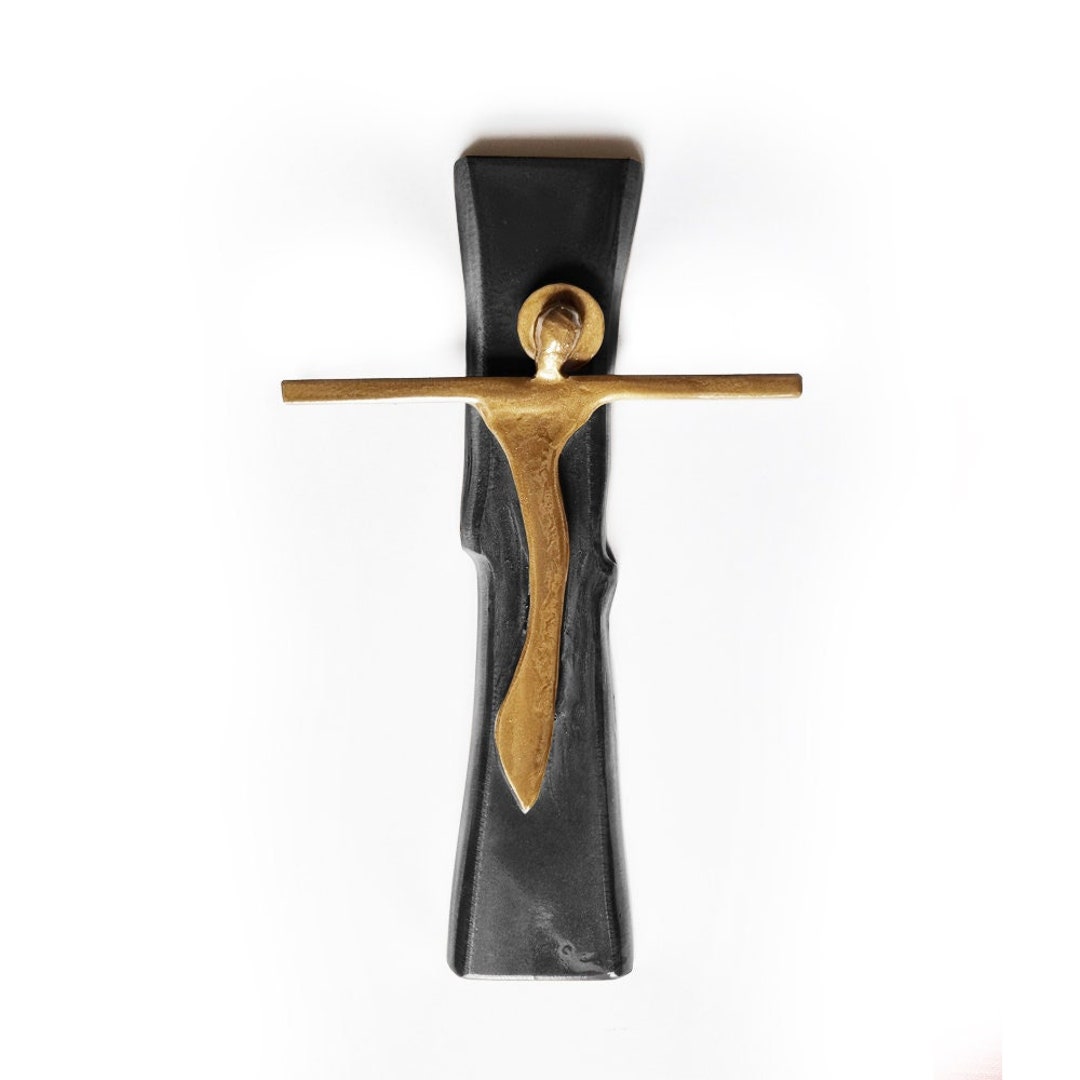Crocifisso In Metallo 19,5x9,5 Cm - Gesù Cristo INRI - Decorazione Murale
