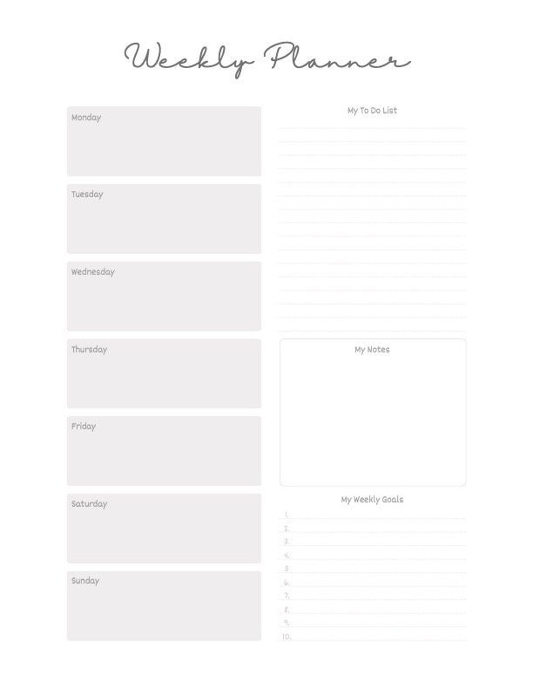 Weekly Planner Improve Productivity Keep Track Instant picture photo