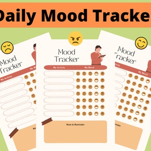 Daily Mood Tracker, Printable Mood Track PDF, Emotion tracker, Self care journal, Mood Journal, Mental health tracker, Anxiety Tracker