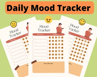 Daily Mood Tracker, Printable Mood Track PDF, Emotion tracker, Self care journal, Mood Journal, Mental health tracker, Anxiety Tracker