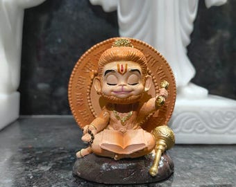 Statua di Hanuman realizzata a mano in polvere di marmo, divinità induista, decorazione spirituale, arredamento per la casa indiana.