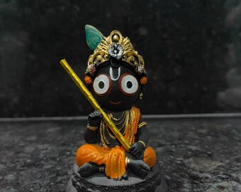 Handmade Lord Jagannath Krishna Murti | Black Krishna Statue, Indian Art