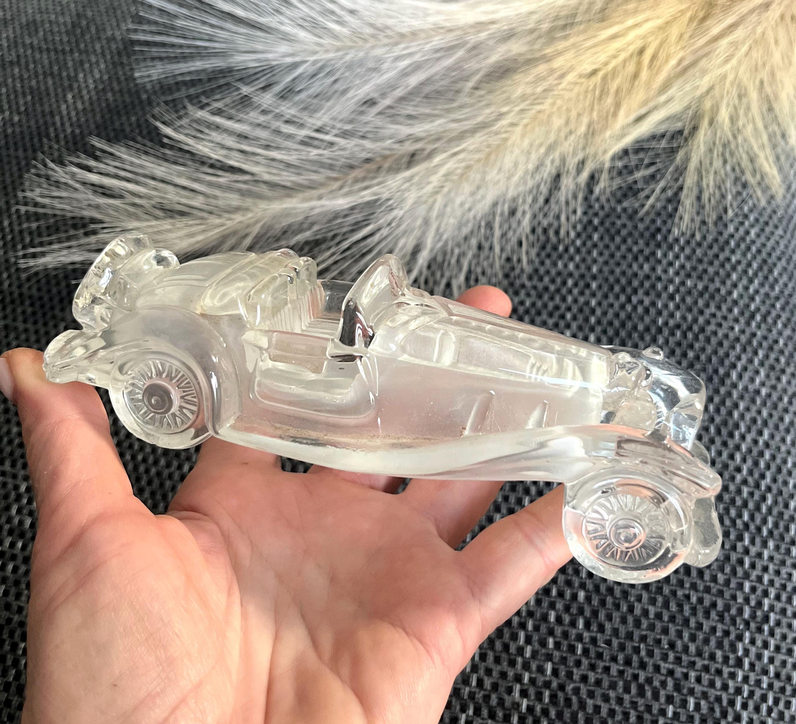 Vintage Hand Cut Crystal Car Model, Retro Mercedes 500K Roadster