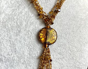 Amosfun Collana di Donne Bohemien Collana di Perle Etniche con Guscio di Noce di Cocco (colorato
