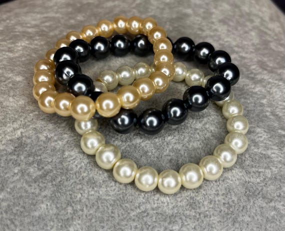 Bracciale con due file di perle bianche - Gioielli Santori - Creazioni