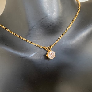 Hallmarked 18K GF chain and CZ pendant dainty choker necklace for a woman.