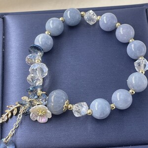 Blue Opal Bracelet With Flower and Leaf Charm,women Holiday Bracelet ...