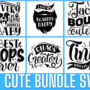 19 leuke grappige citaten SVG bundel bestanden digitaal afdrukbaar, T-shirt, cup, gek, baby, cool, motivatie, png, dxf, eps, clipart, Cricut