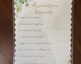 Carte prédiction baby shower bébé 12.5x17.5 cm, Naissance bébé, Fête prénatale, Jeux baby shower