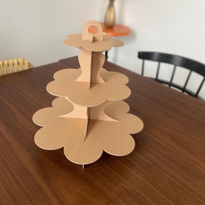 Présentoir 3 étages en carton kraft rigide, présentoir à gâteaux cupcakes candy bar