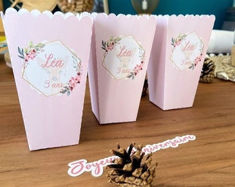 Popcorn box or personalized confectionery Theme Country, boho, fawn, doe