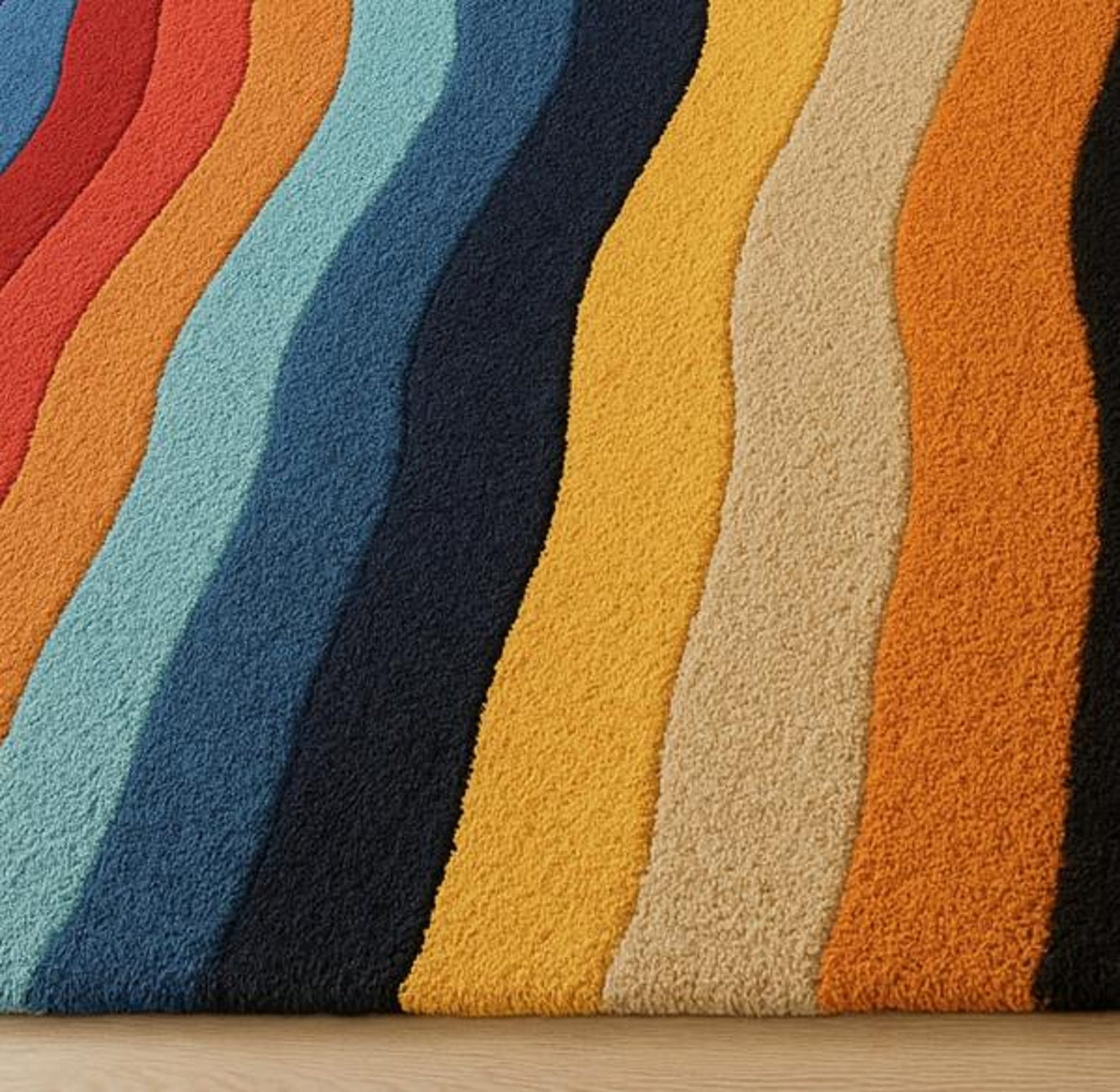 Modern Handmade Tufted Rug, Rainbow Stripe Rug in Pink Purple Red Blue ...