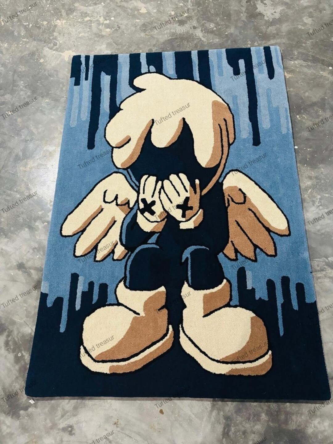 Custom Hand Tufted Rug Cobalt Blue Kaws Rug Customized Design ...