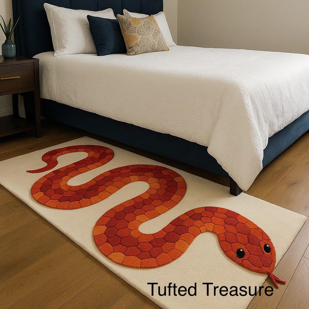 Handmade Tufted Snake Rug Modern Animal Print Runner Unique Attractive ...