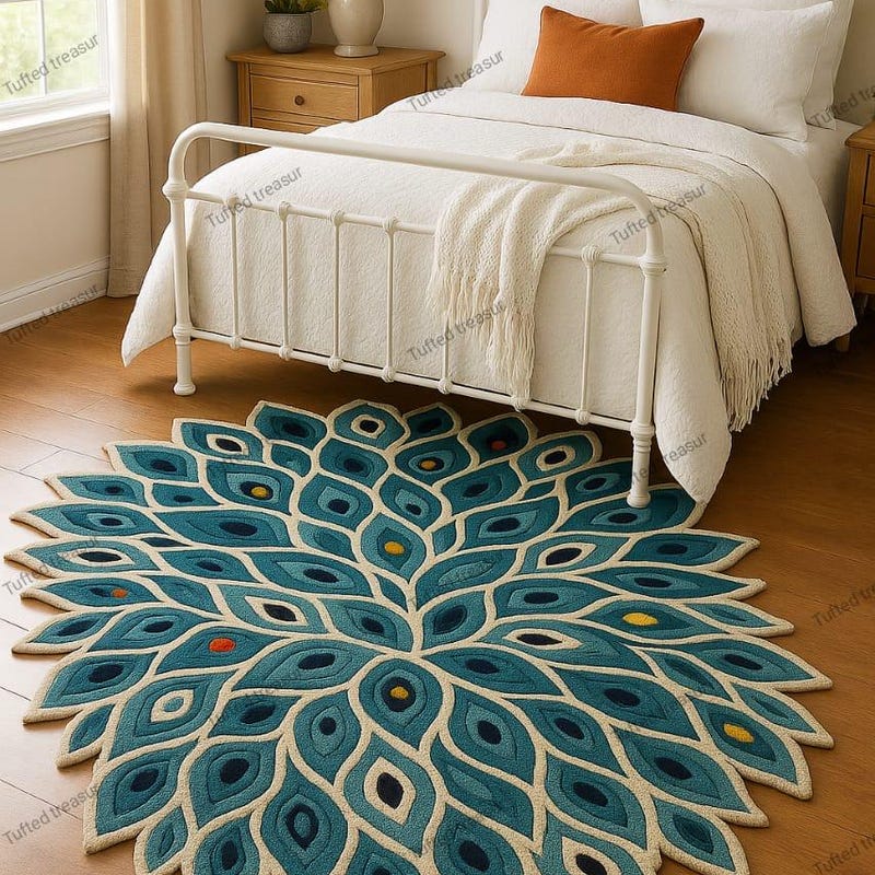 Peacock Inspired Rug - Etsy UK