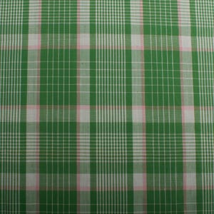 Vintage Cotton Fabric, Green Plaid Pattern, 1970s Shirtmaking Material Sewing Supplies