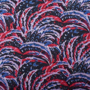 3.3Yd 1970s Vintage dressmaking semisheer fabric, cotton blue red black