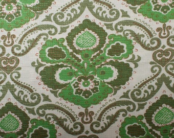 Elegante jaren 1950 Vintage katoenen viscose jacquard stof, groen witte bloemen, Home Decor BTY