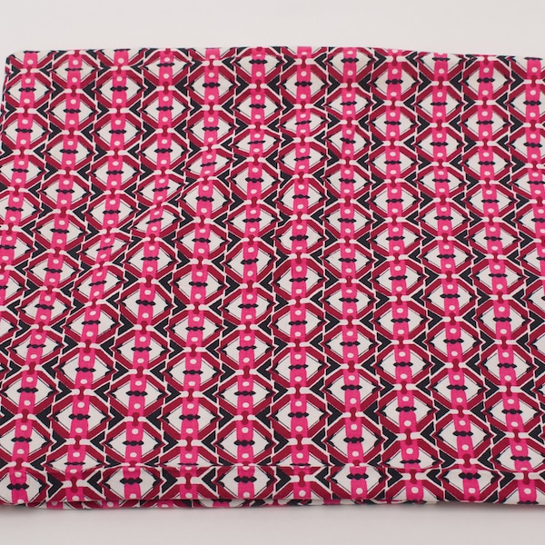 1960s Vintage cotton Fabric, geometry pink red, feedsack fabric