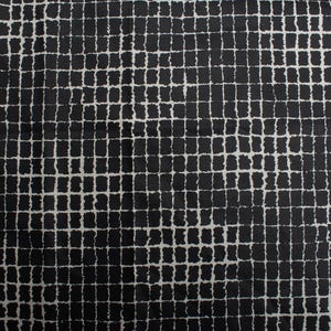 Tissu en coton vintage des années 1980 : imprimé géométrique abstrait noir et blanc