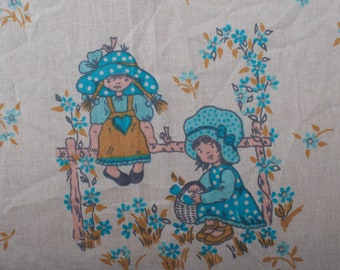 Holly Hobbie cotton Fabric, blue yellow