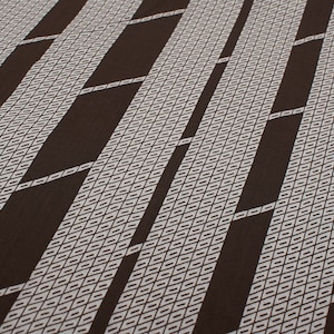 1970s Vintage cotton Fabric, brown white stripes geometry