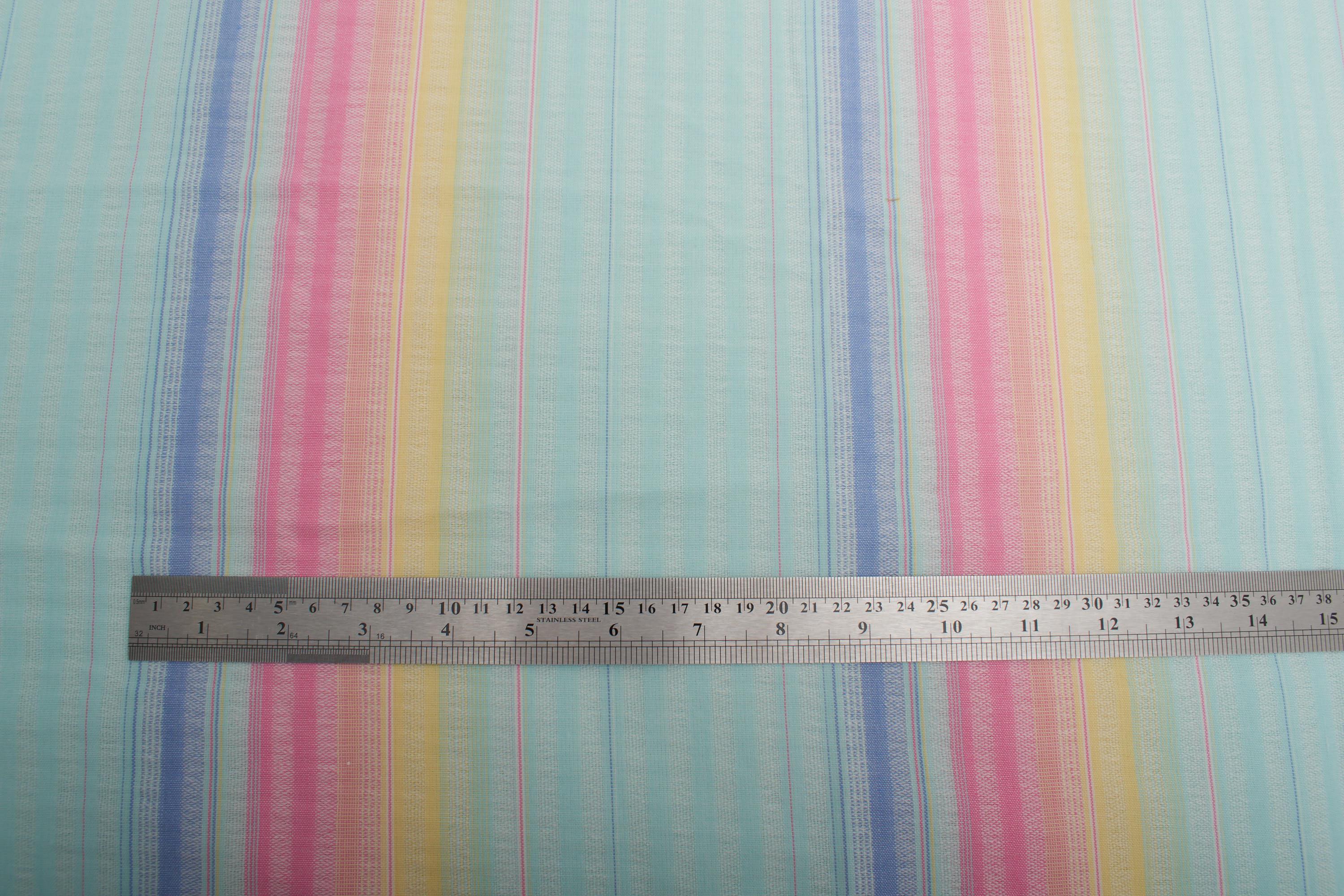 3Yds vintage jacquardstof, pastelkleurige strepen, jaren 1970