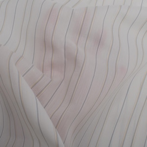 1980s Vintage dimity cotton blend Fabric, white blue striped for blouses and shirts