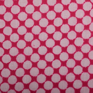 Vintage Cotton Fabric, 1970s Pink and White Polka Dot Pattern Thin Cloth