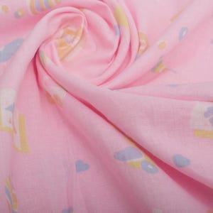 Vintage katoen, lichtroze print babyspeelgoed, zacht naaimateriaal jaren 80