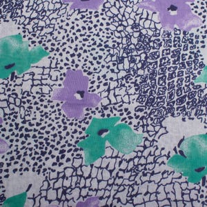 Tissu en coton vintage des années 1980, imprimé floral abstrait, courtepointe couture rétro BTY