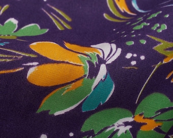 Vibrant Floral Print Cotton Fabric, 1970s Sewing Textile
