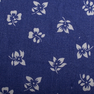 Blue Ditsy Floral Cotton, 1980s Vintage Fabric, Textile for Sewing Projects