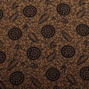 Elegant Viscose Fabric, Black Brown Floral Print, Apparel Sewing Material From 1990s