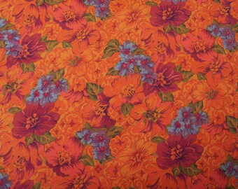 Extra zachte katoenen flanellen stof uit de jaren 70, met Hawaïaanse print, 2 meter.
