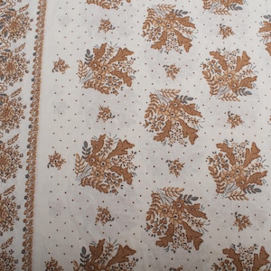Vintage Cotton Fabric, 1950s Material With Brown Floral Print for Decorative Use